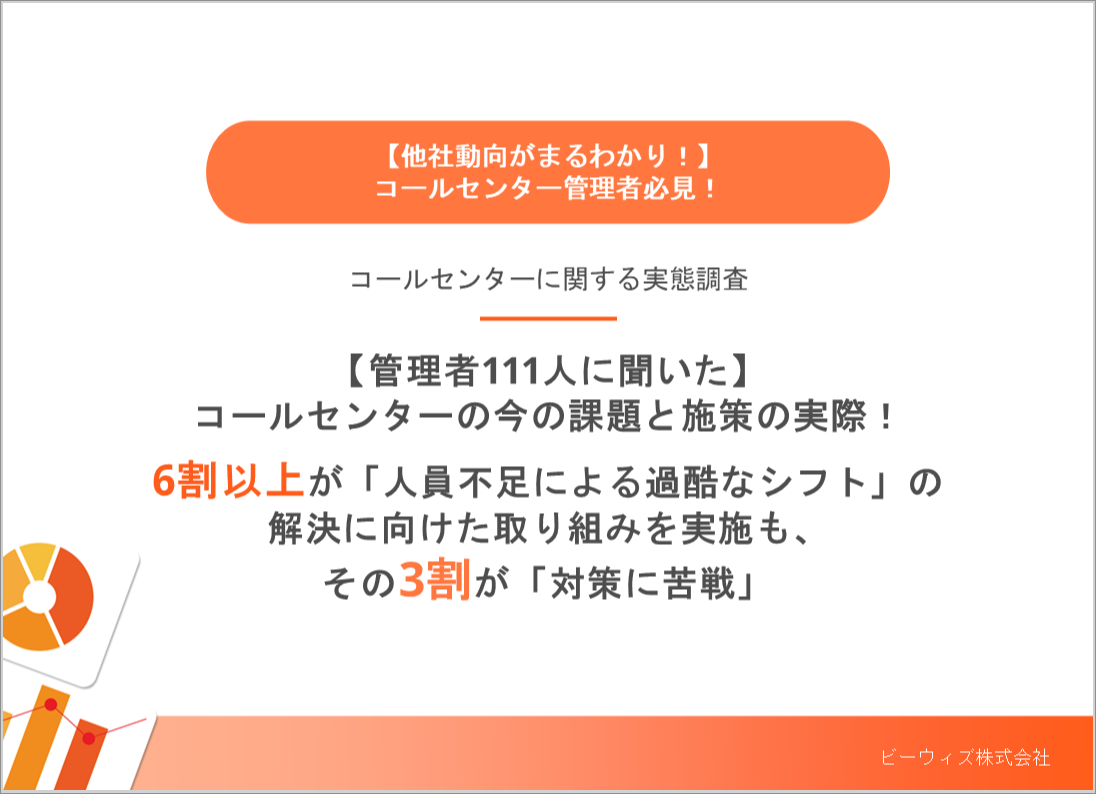 コールセンターの今の課題と施策の実際！6割以上が「人員不足による過酷なシフト」の
解決に向けた取り組みを実施も、
その3割が「対策に苦戦」